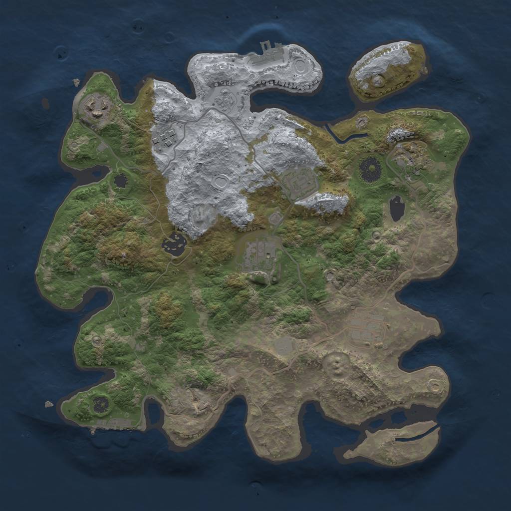 Rust Map: Procedural Map, Size: 3250, Seed: 843915, 15 Monuments