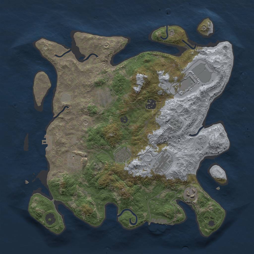 Rust Map: Procedural Map, Size: 3500, Seed: 21836, 17 Monuments