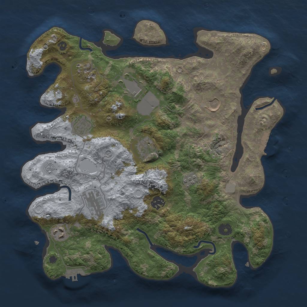 Rust Map: Procedural Map, Size: 3500, Seed: 16629442, 18 Monuments