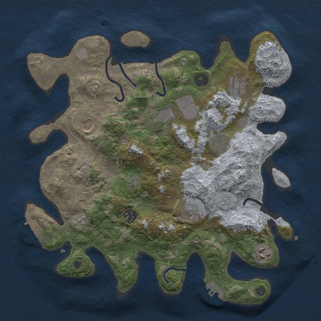 Rust Map: Procedural Map, Size: 3500, Seed: 22469225, 17 Monuments