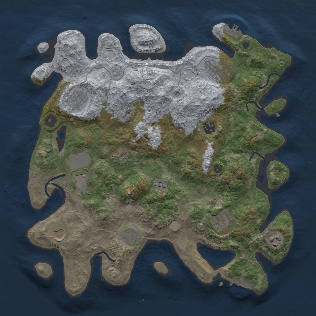 Rust Map: Procedural Map, Size: 3800, Seed: 75102, 19 Monuments
