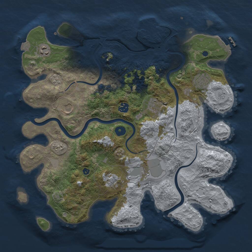 Rust Map: Procedural Map, Size: 3700, Seed: 1794, 14 Monuments