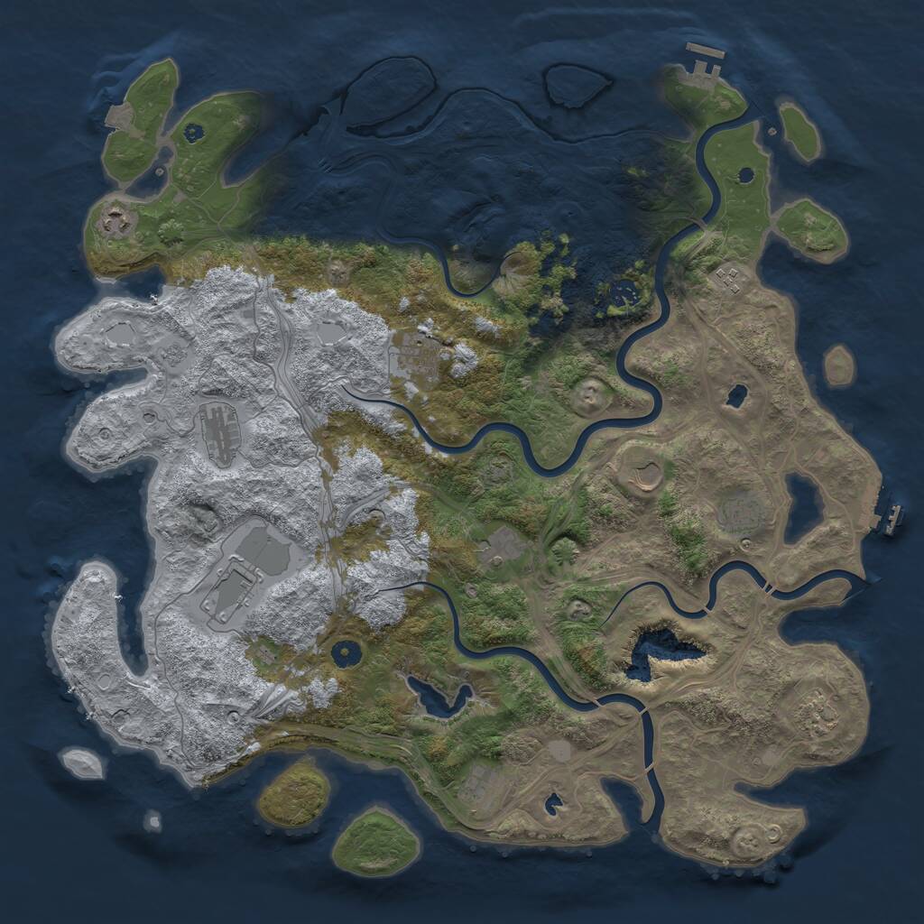 Rust Map: Procedural Map, Size: 4800, Seed: 1614860469, 17 Monuments