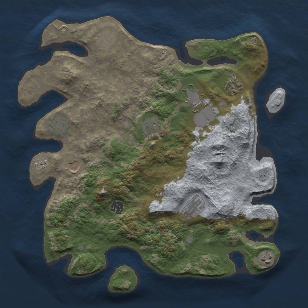 Rust Map: Barren, Size: 3700, Seed: 1113, 13 Monuments