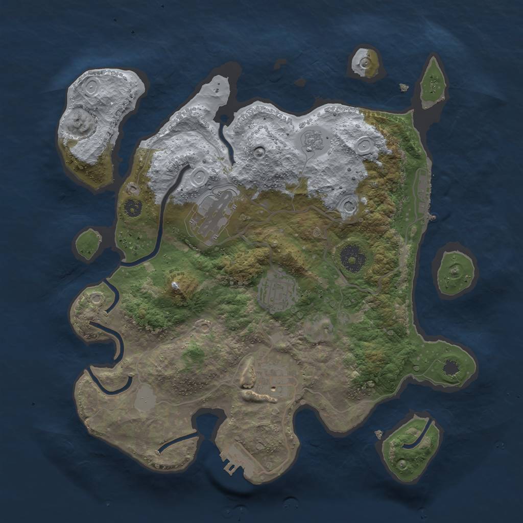 Rust Map: Procedural Map, Size: 3000, Seed: 444032942, 12 Monuments