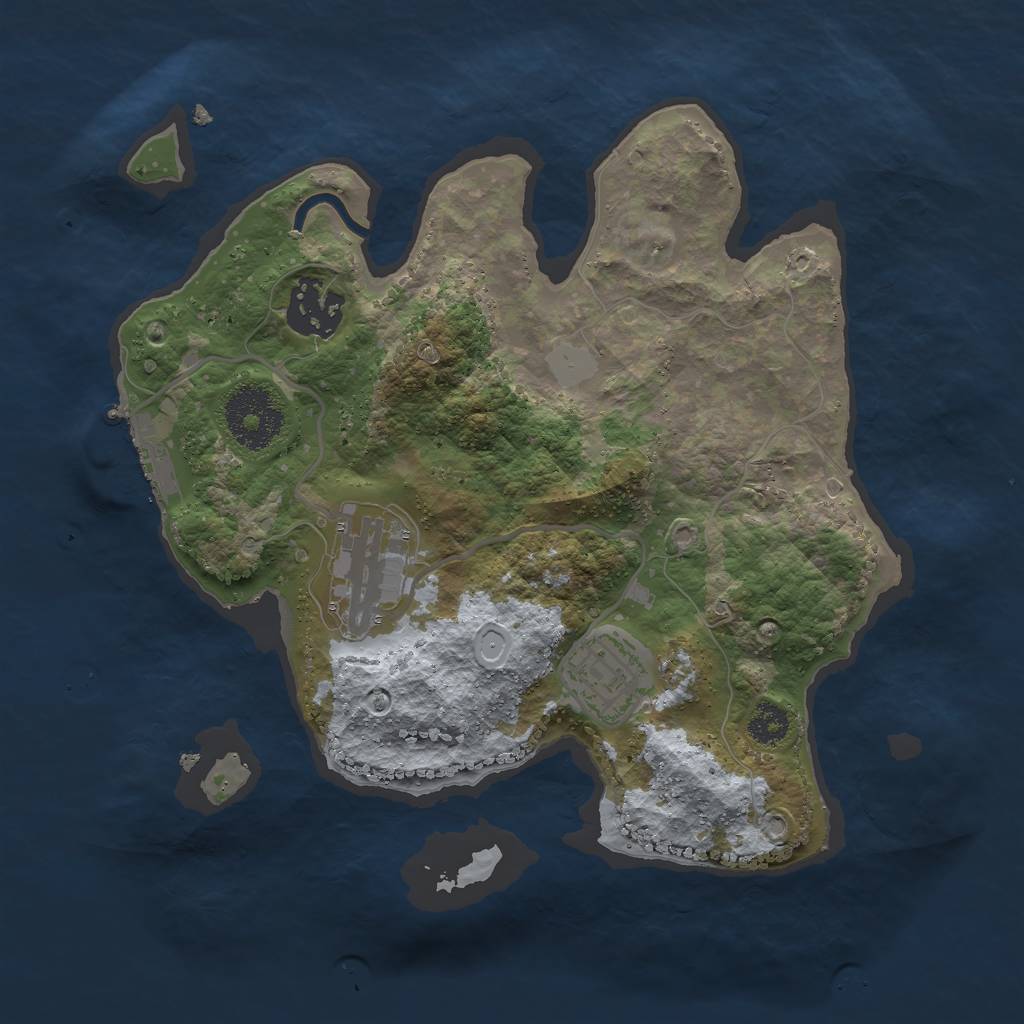 Rust Map: Procedural Map, Size: 2600, Seed: 49857, 9 Monuments