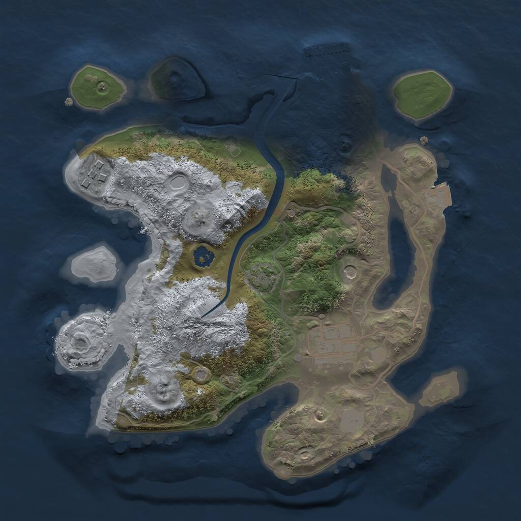 Rust Map: Procedural Map, Size: 2500, Seed: 1416699168, 6 Monuments