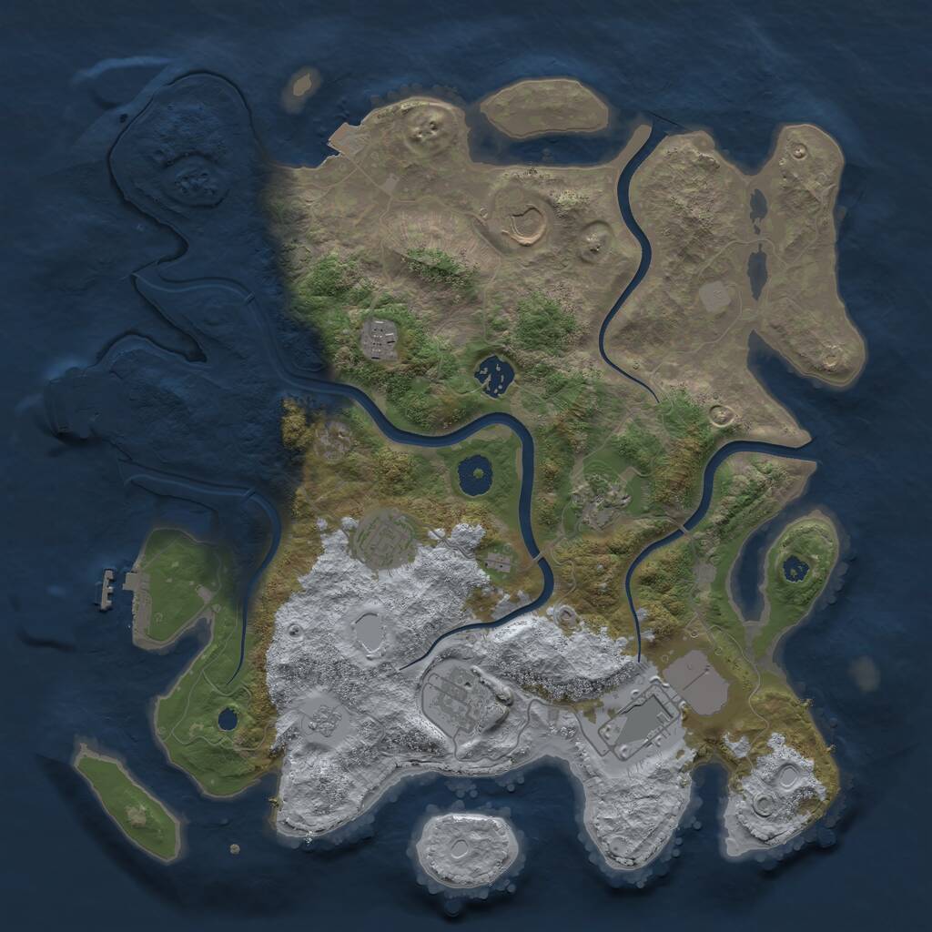 Rust Map: Procedural Map, Size: 3700, Seed: 740318940, 12 Monuments