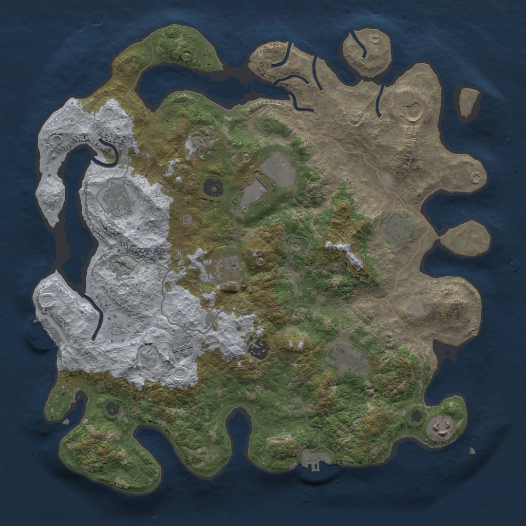 Rust Map: Procedural Map, Size: 4000, Seed: 2180, 19 Monuments