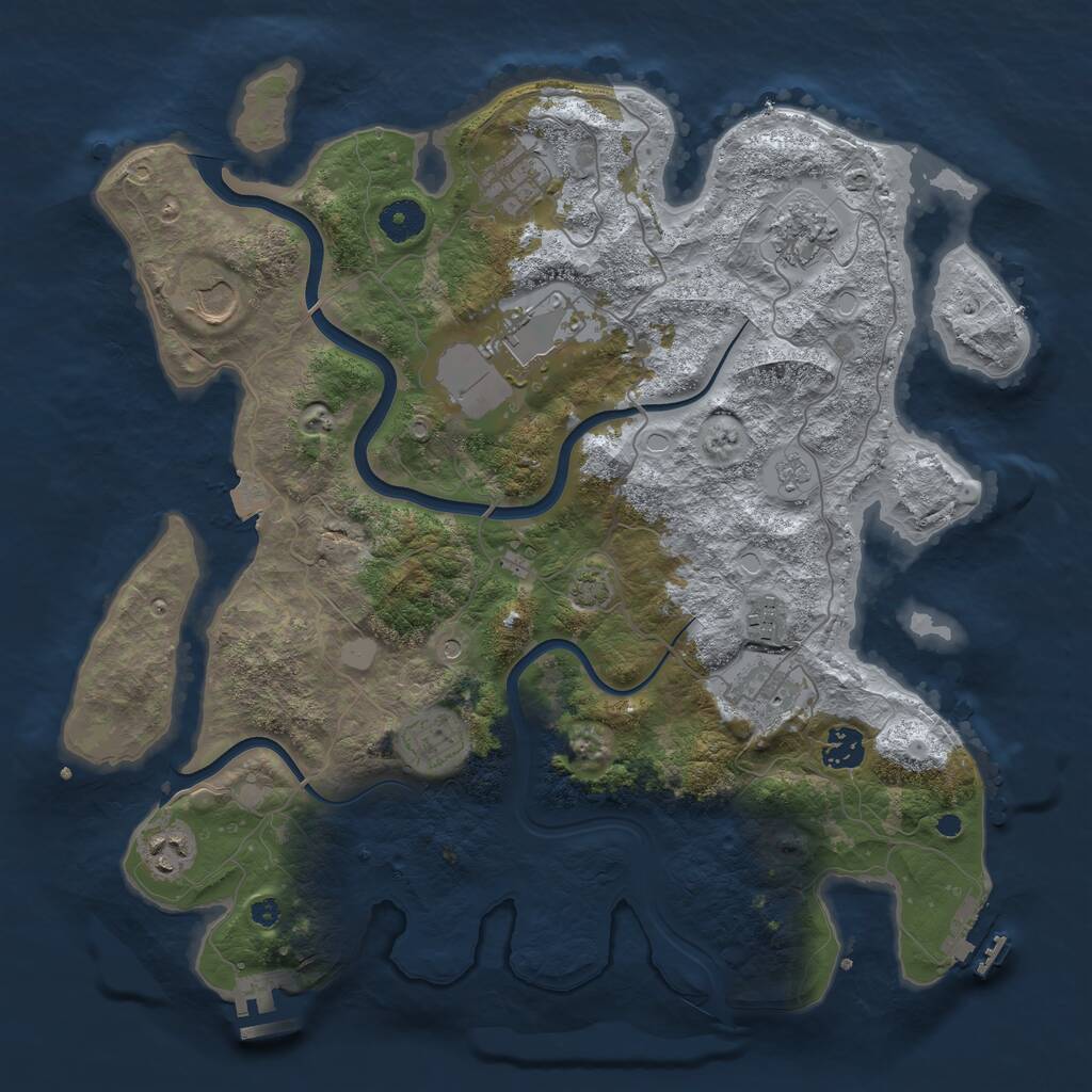 Rust Map: Procedural Map, Size: 3800, Seed: 105410325, 15 Monuments