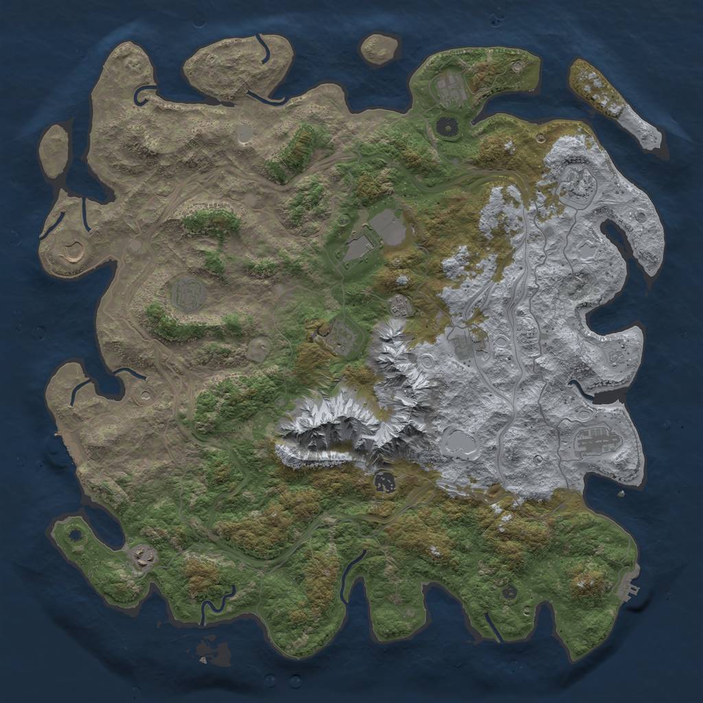 Rust Map: Procedural Map, Size: 5000, Seed: 103789417, 20 Monuments