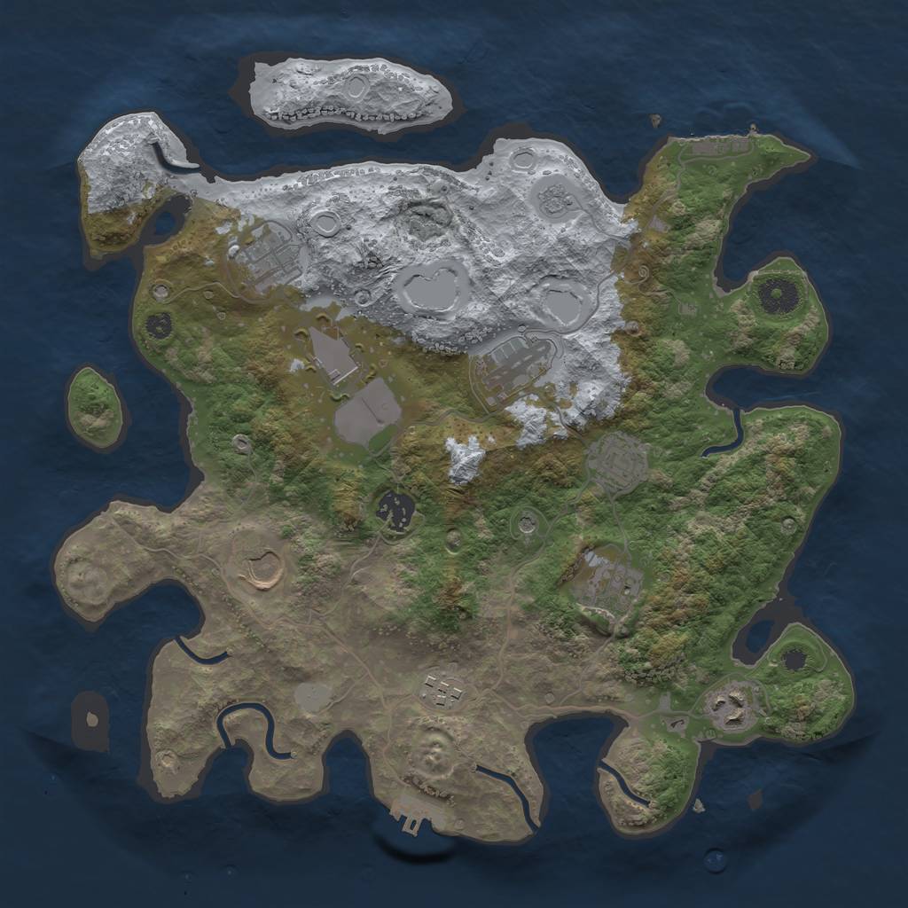 Rust Map: Procedural Map, Size: 3550, Seed: 1706350160, 18 Monuments