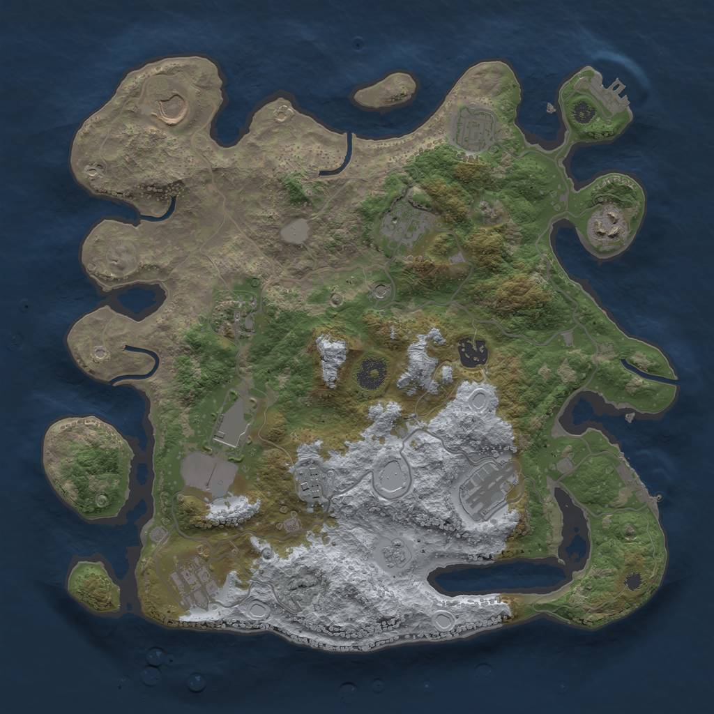 Rust Map: Procedural Map, Size: 3500, Seed: 18513081, 19 Monuments