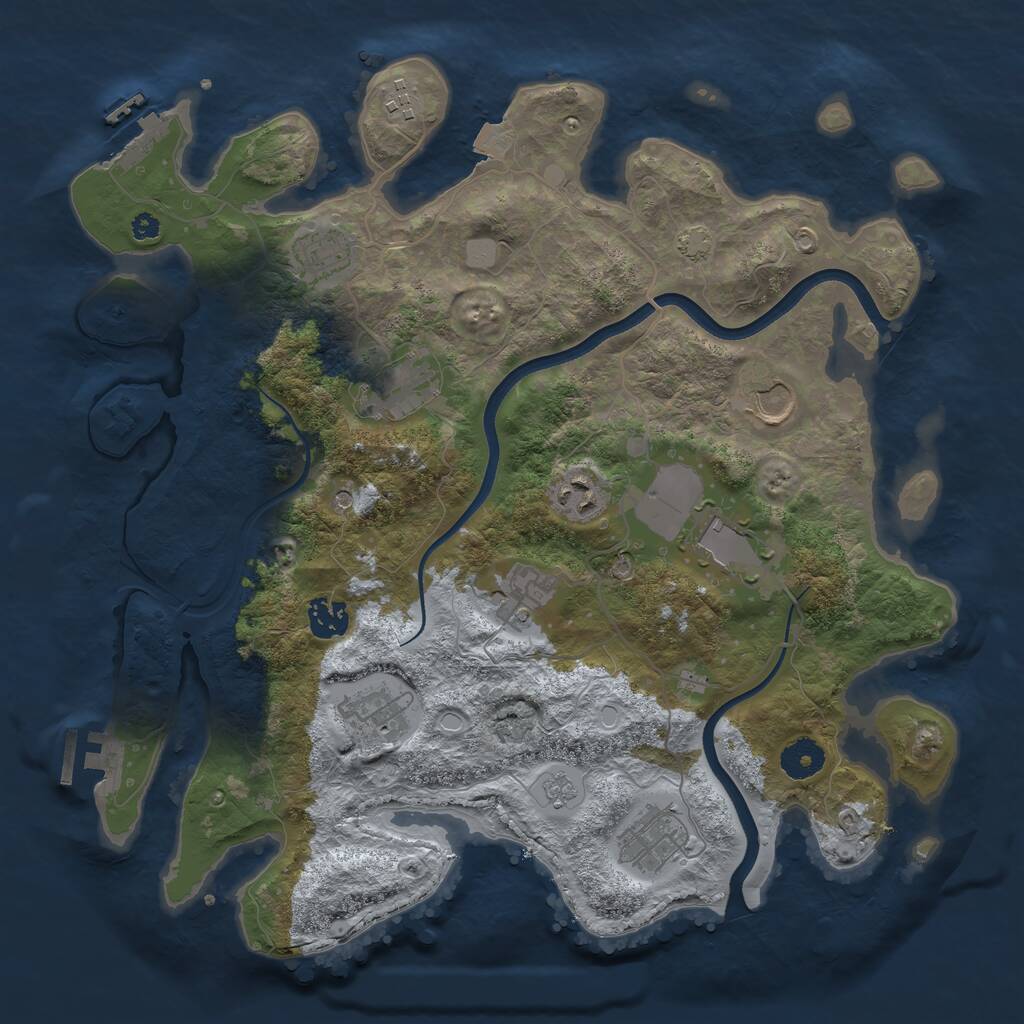 Rust Map: Procedural Map, Size: 3700, Seed: 237438828, 16 Monuments