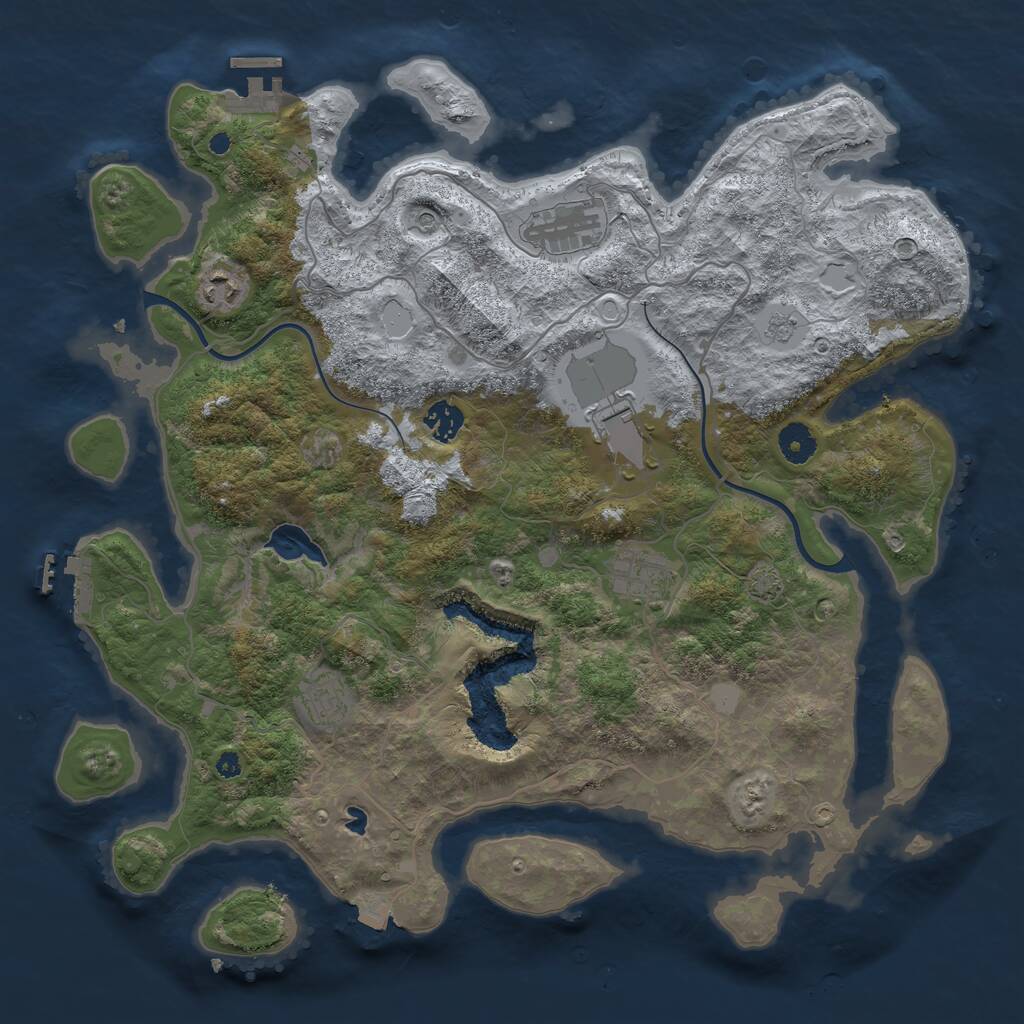 Rust Map: Procedural Map, Size: 4000, Seed: 964431024, 12 Monuments