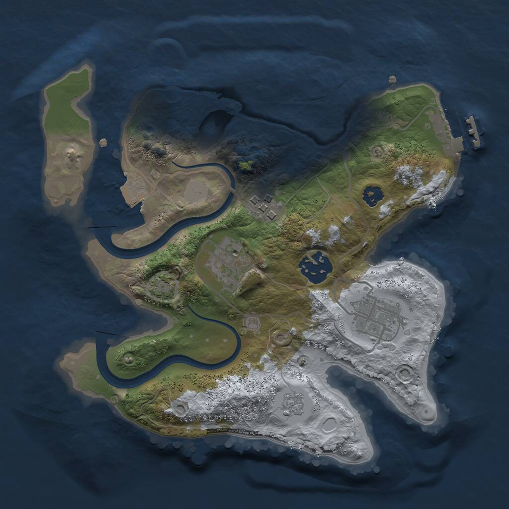Rust Map: Procedural Map, Size: 2500, Seed: 98813500, 8 Monuments