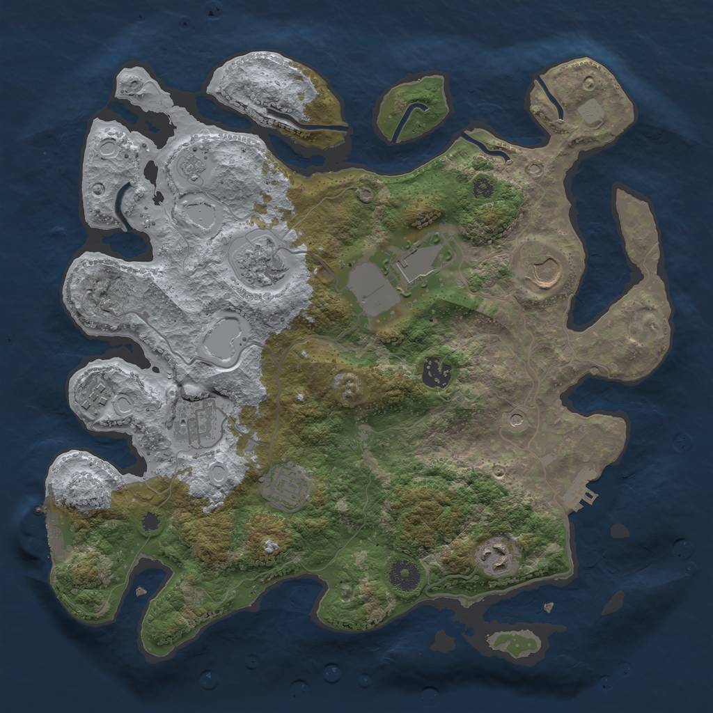 Rust Map: Procedural Map, Size: 3500, Seed: 38521955, 17 Monuments