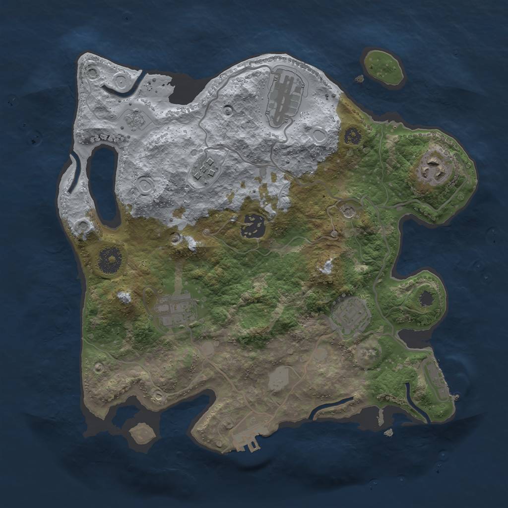 Rust Map: Procedural Map, Size: 3000, Seed: 1228812445, 15 Monuments