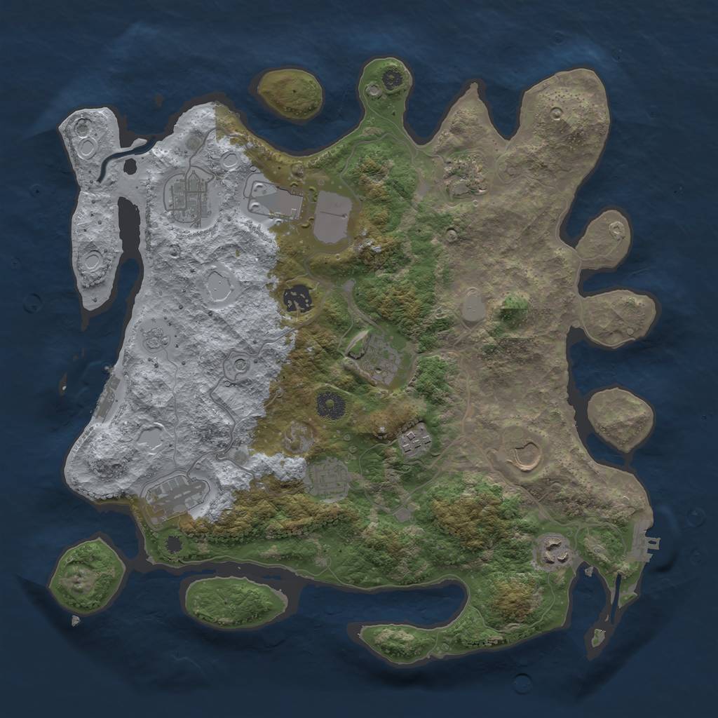Rust Map: Procedural Map, Size: 3700, Seed: 2142306329, 19 Monuments