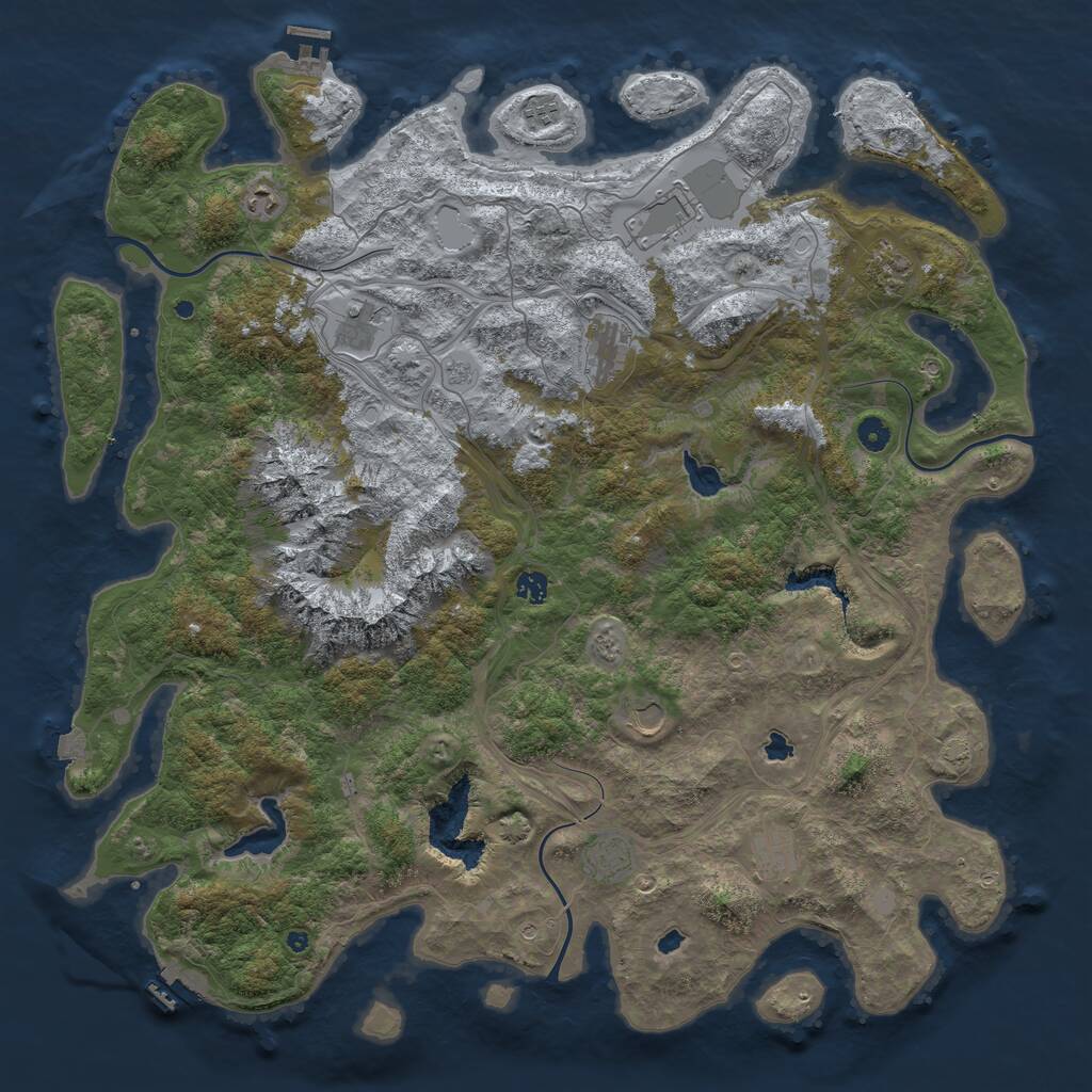 Rust Map: Procedural Map, Size: 5000, Seed: 15674, 16 Monuments