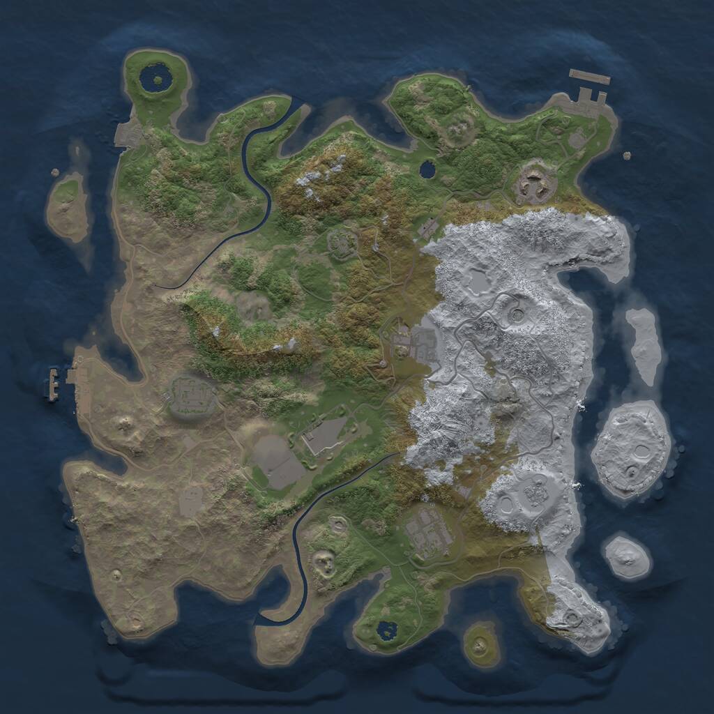 Rust Map: Procedural Map, Size: 3500, Seed: 6891291, 11 Monuments