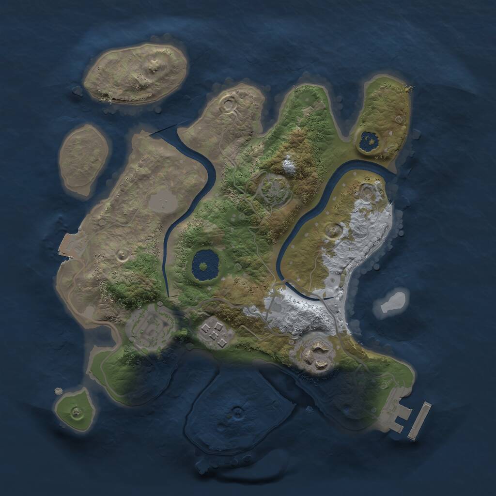 Rust Map: Procedural Map, Size: 2500, Seed: 432124, 6 Monuments