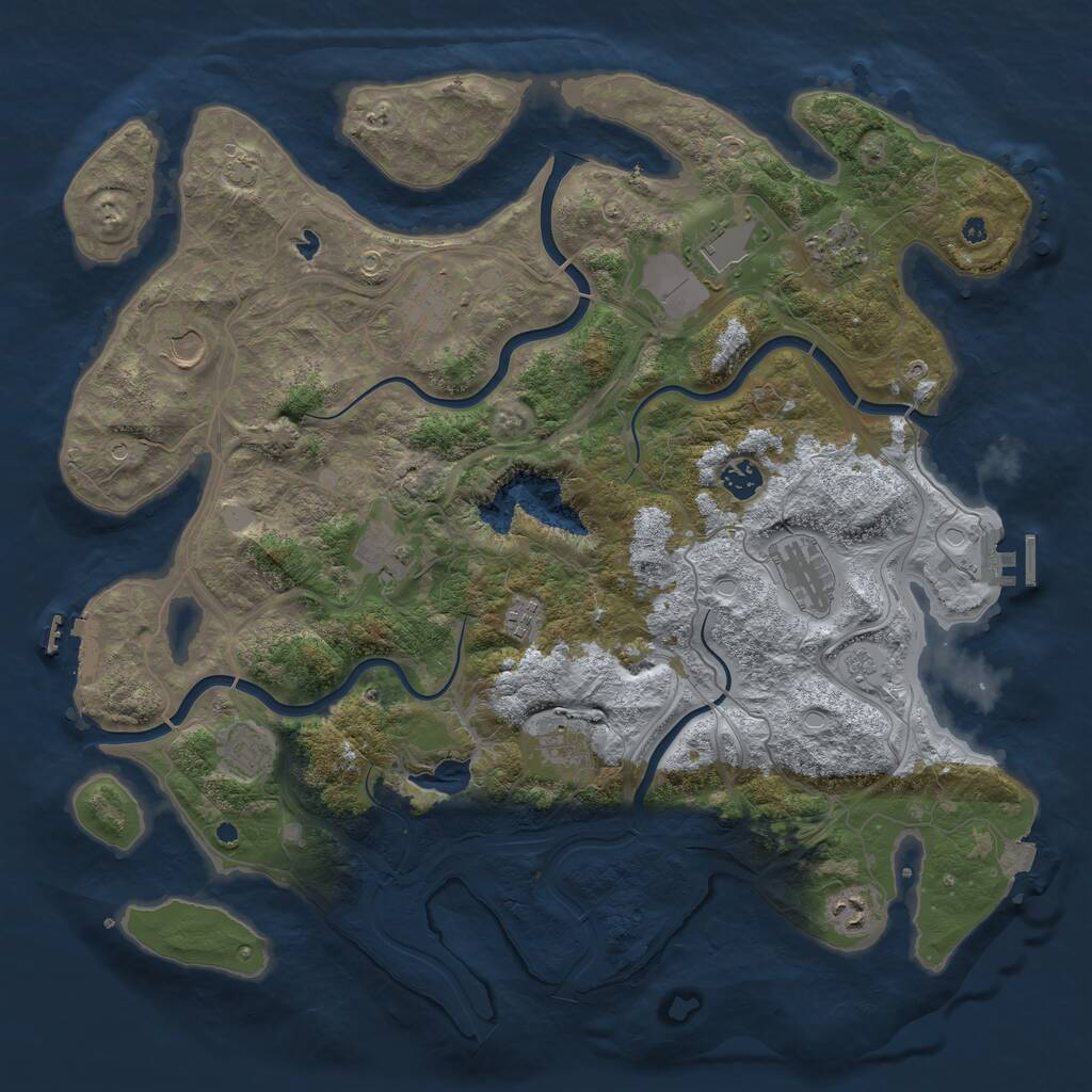Rust Map: Procedural Map, Size: 4300, Seed: 698992200, 17 Monuments
