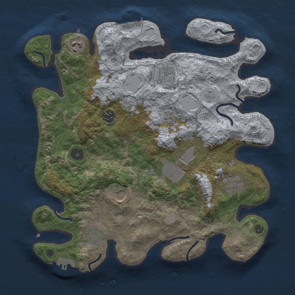 Rust Map: Procedural Map, Size: 3500, Seed: 77301171, 17 Monuments
