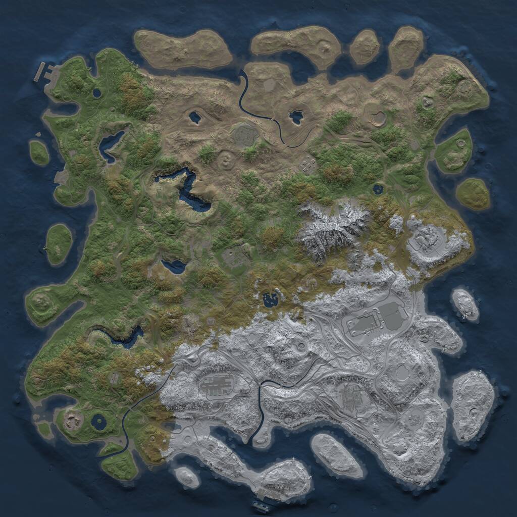 Rust Map: Procedural Map, Size: 5000, Seed: 38044, 16 Monuments
