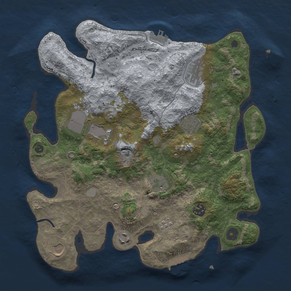 Rust Map: Procedural Map, Size: 3500, Seed: 1579389151, 17 Monuments