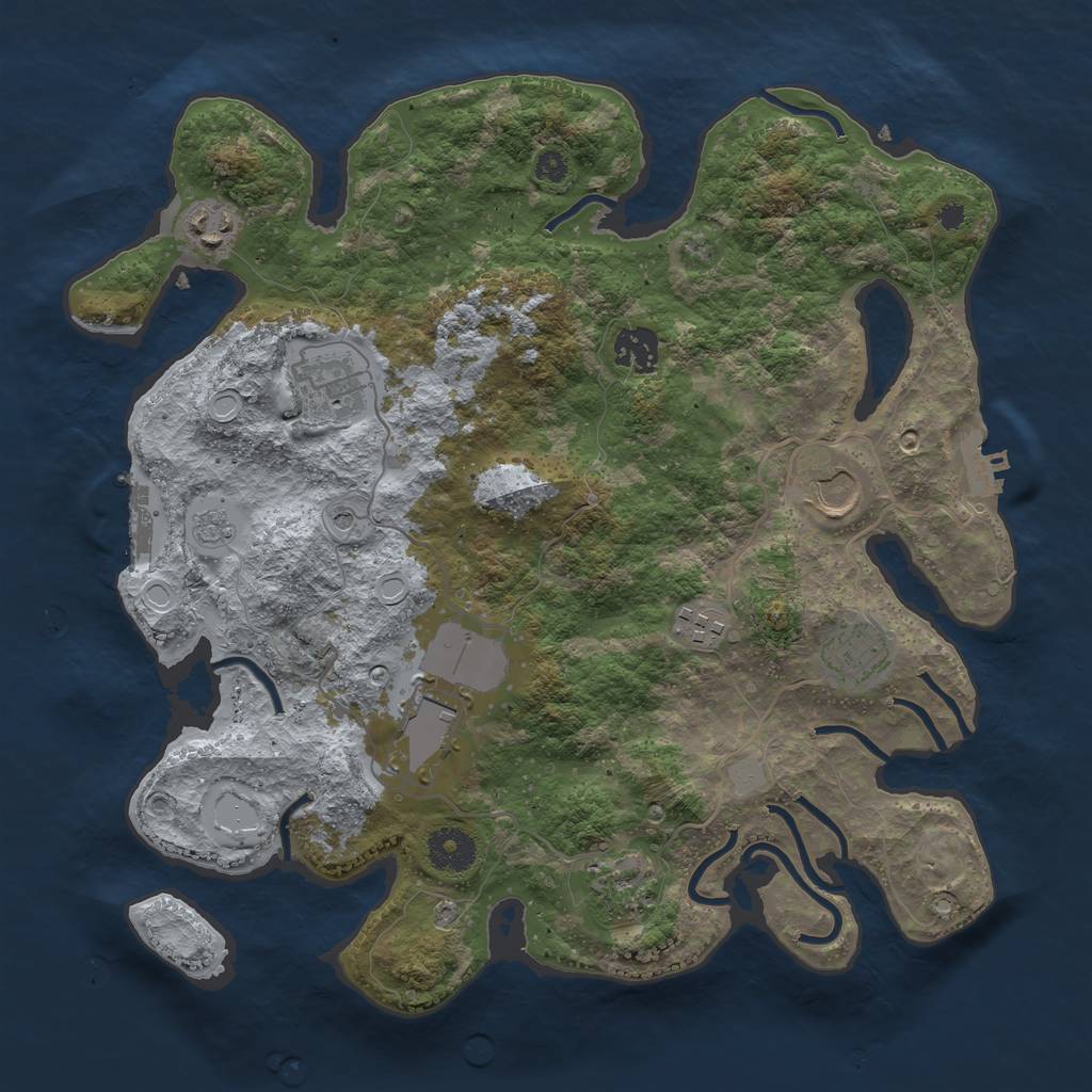 Rust Map: Procedural Map, Size: 3500, Seed: 66242, 17 Monuments