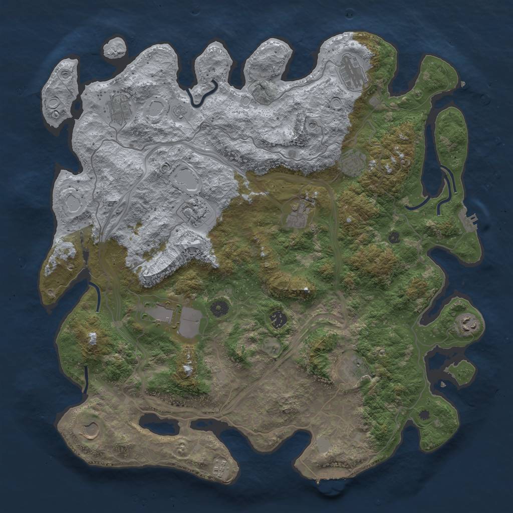 Rust Map: Procedural Map, Size: 4500, Seed: 869311563, 20 Monuments