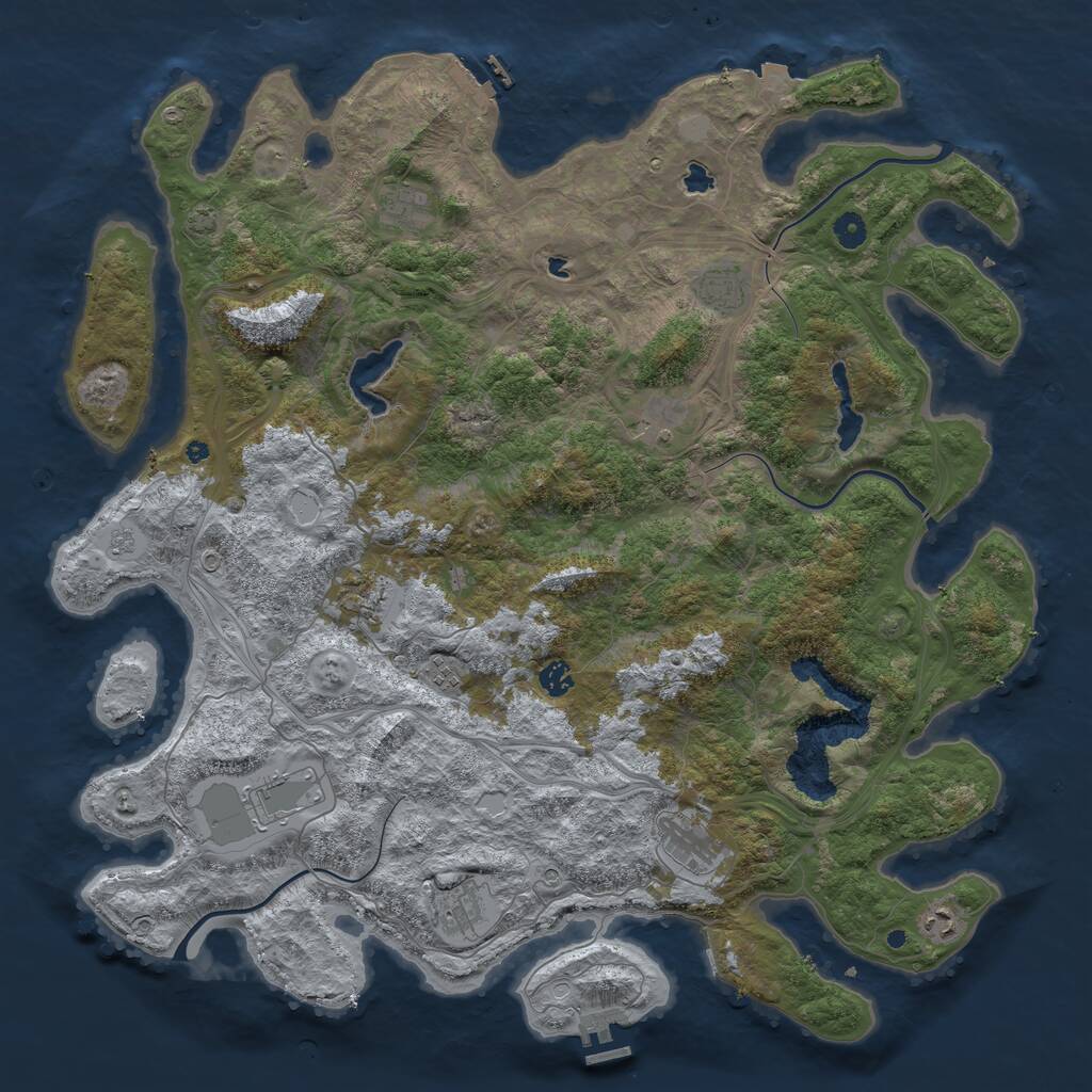 Rust Map: Procedural Map, Size: 4800, Seed: 206404617, 16 Monuments