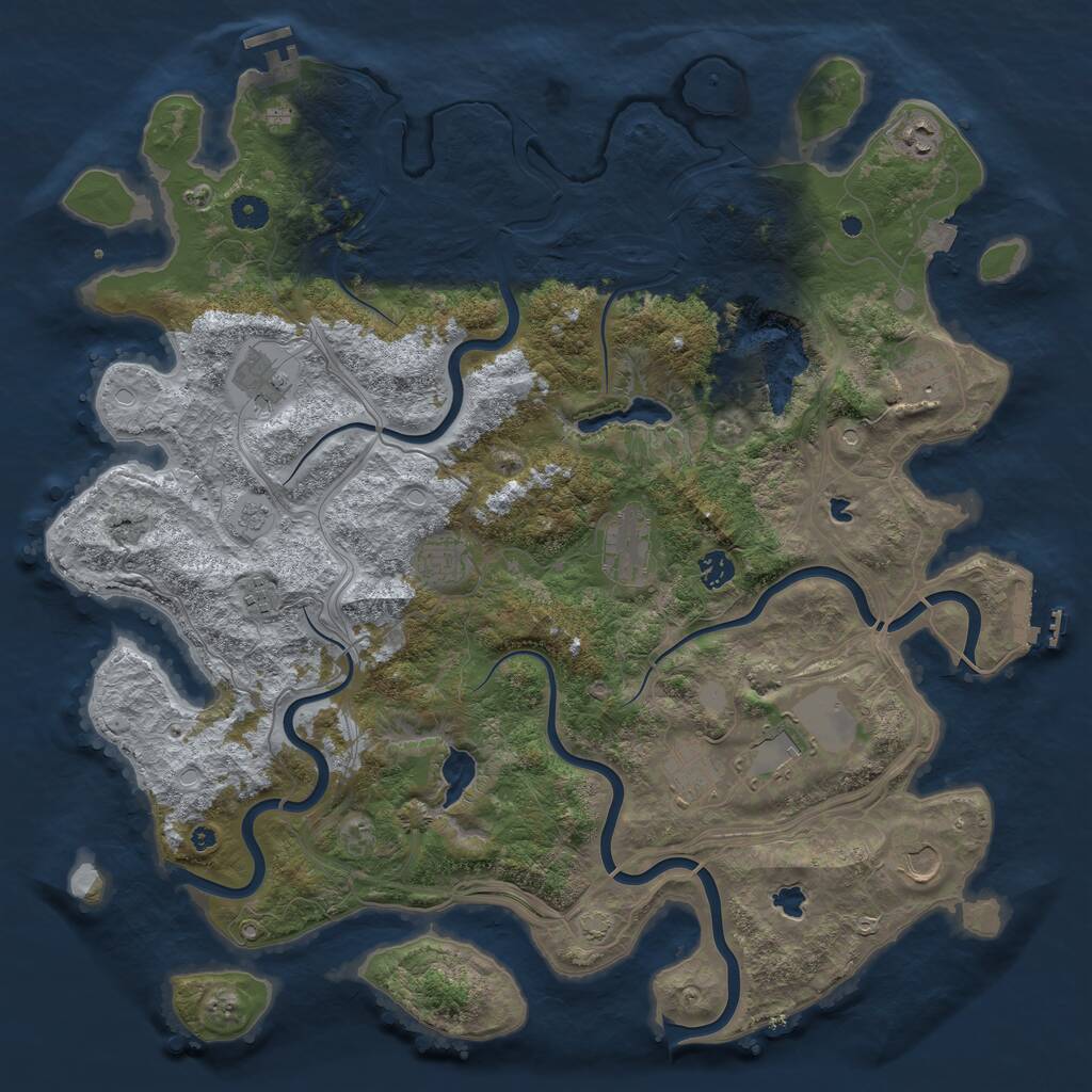 Rust Map: Procedural Map, Size: 4500, Seed: 305346255, 16 Monuments