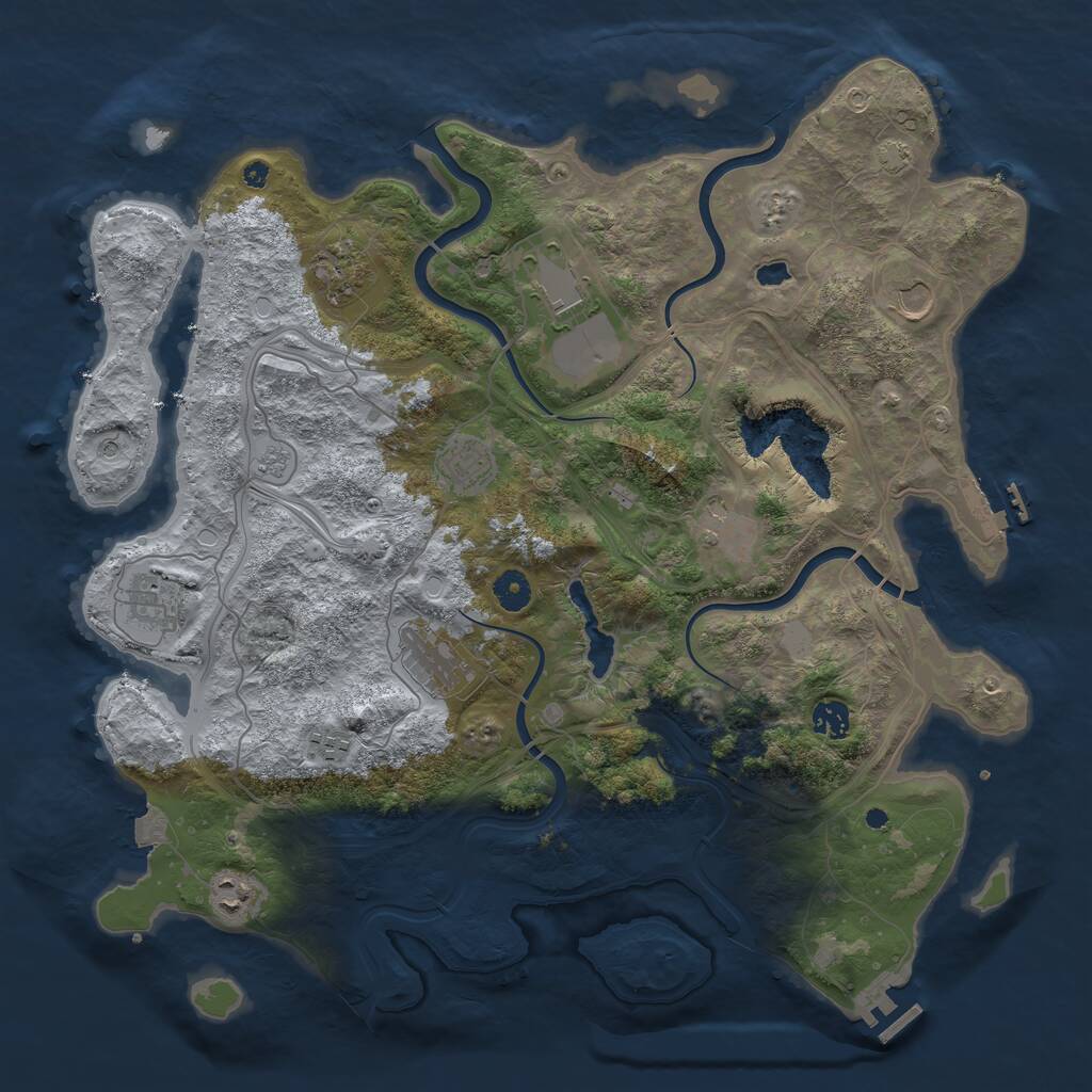 Rust Map: Procedural Map, Size: 4250, Seed: 741026121, 16 Monuments