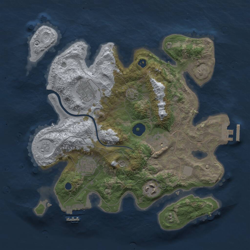 Rust Map: Procedural Map, Size: 3000, Seed: 2092911958, 10 Monuments
