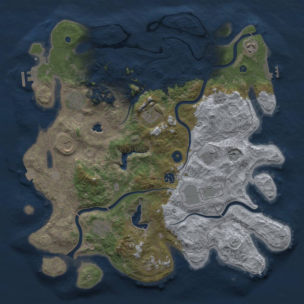 Rust Map: Procedural Map, Size: 4200, Seed: 21706, 16 Monuments