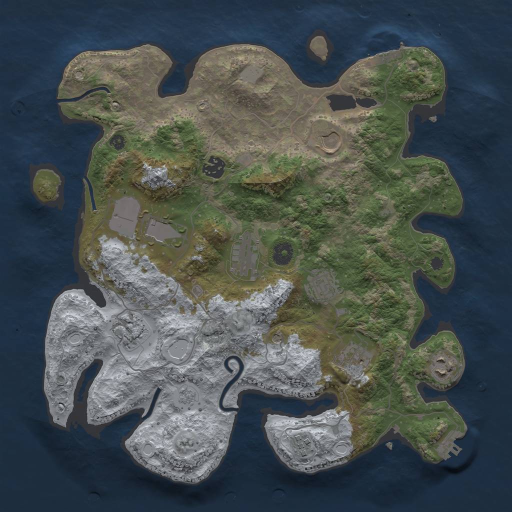 Rust Map: Procedural Map, Size: 3500, Seed: 380497511, 18 Monuments