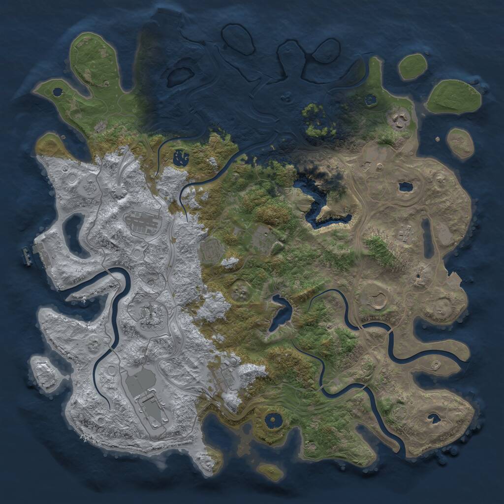 Rust Map: Procedural Map, Size: 4500, Seed: 701155233, 17 Monuments