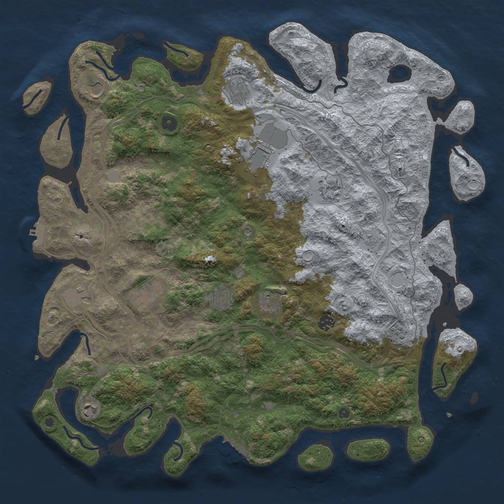 Rust Map: Procedural Map, Size: 4800, Seed: 2140949352, 20 Monuments