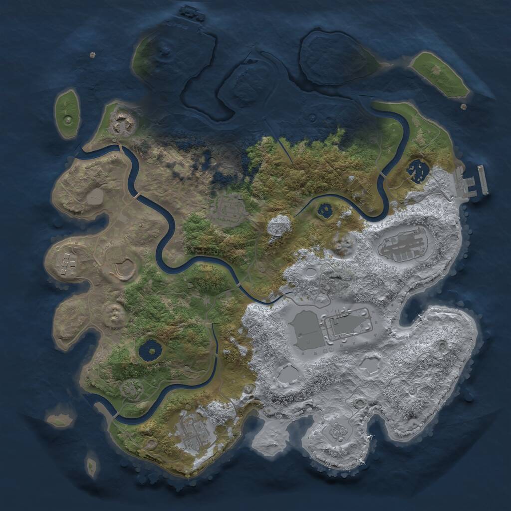 Rust Map: Procedural Map, Size: 3500, Seed: 23123645, 14 Monuments
