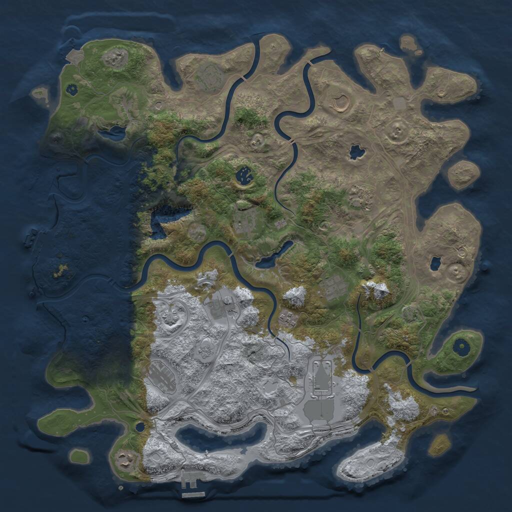 Rust Map: Procedural Map, Size: 4500, Seed: 1103851285, 17 Monuments