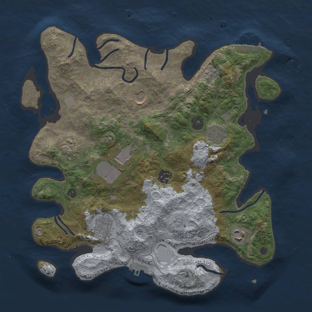 Rust Map: Procedural Map, Size: 3500, Seed: 16884, 17 Monuments