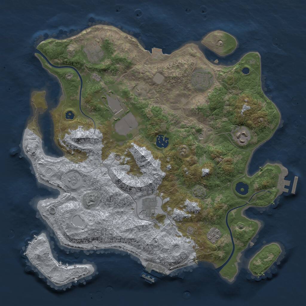 Rust Map: Procedural Map, Size: 3500, Seed: 18160009, 13 Monuments