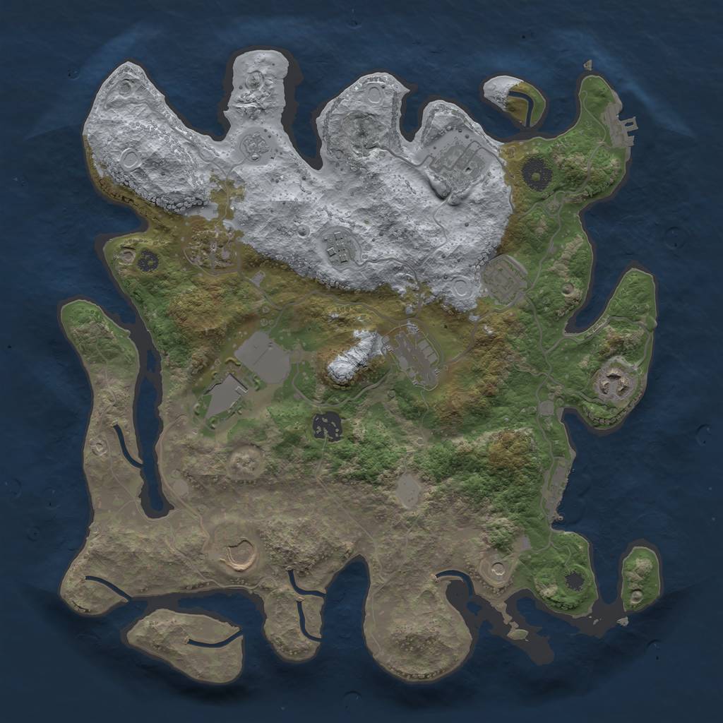 Rust Map: Procedural Map, Size: 3500, Seed: 1221385624, 18 Monuments