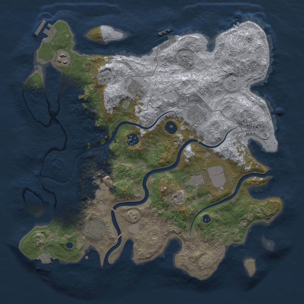 Rust Map: Procedural Map, Size: 3700, Seed: 899962341, 14 Monuments