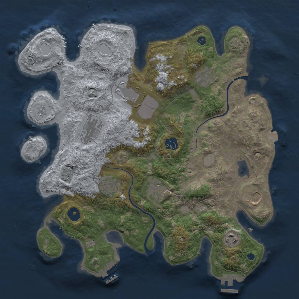 Rust Map: Procedural Map, Size: 3500, Seed: 1843896440, 15 Monuments