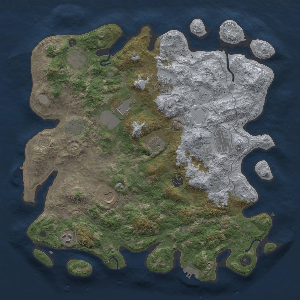 Rust Map: Procedural Map, Size: 4000, Seed: 788928357, 19 Monuments