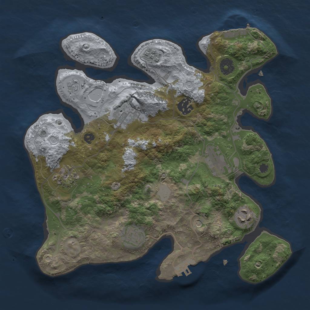 Rust Map: Procedural Map, Size: 3000, Seed: 1554374307, 16 Monuments