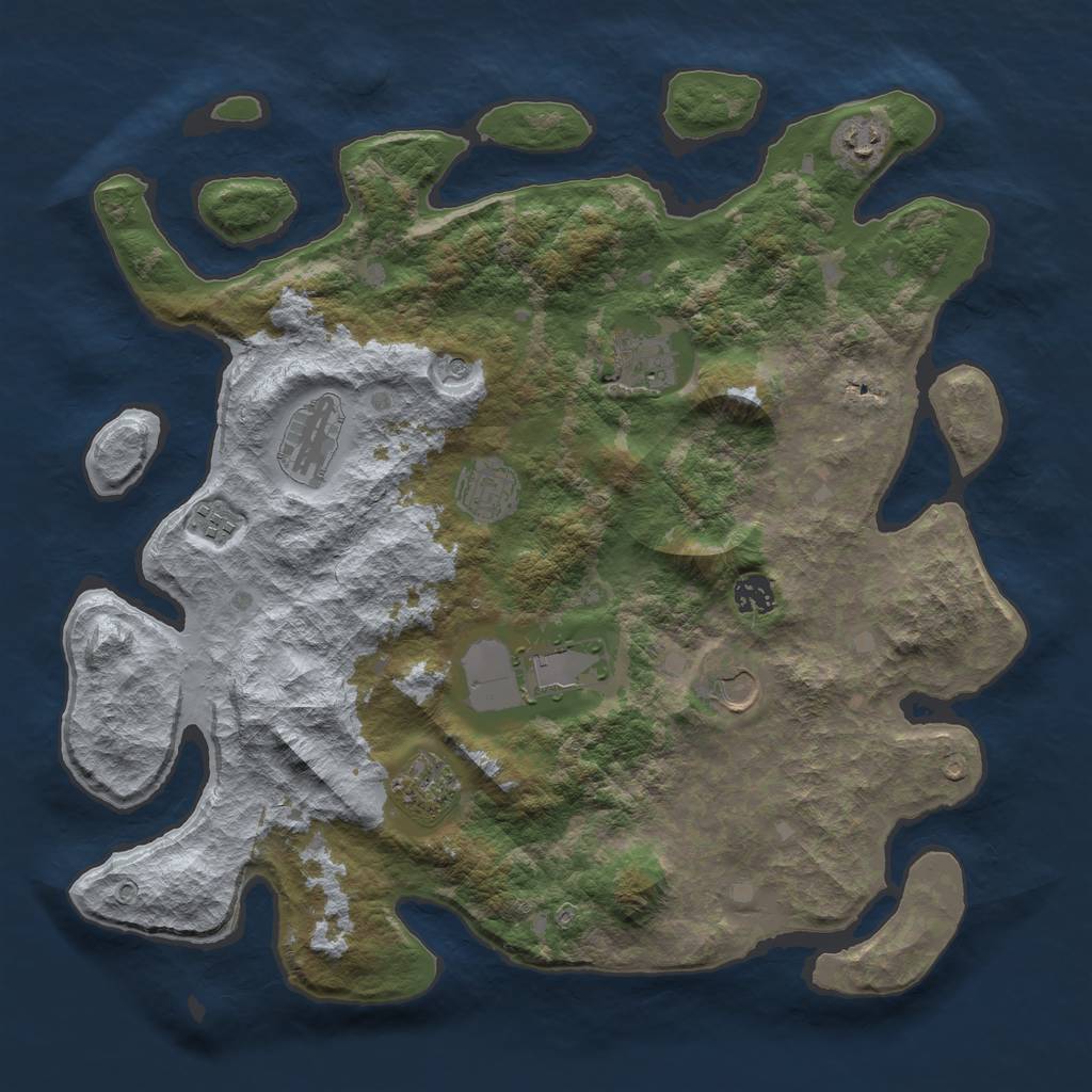 Rust Map: Barren, Size: 4006, Seed: 4000, 12 Monuments